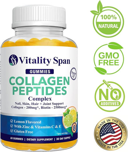 Collagen Gummies with Biotin (2500mcg), Vitamins 60 Collagen