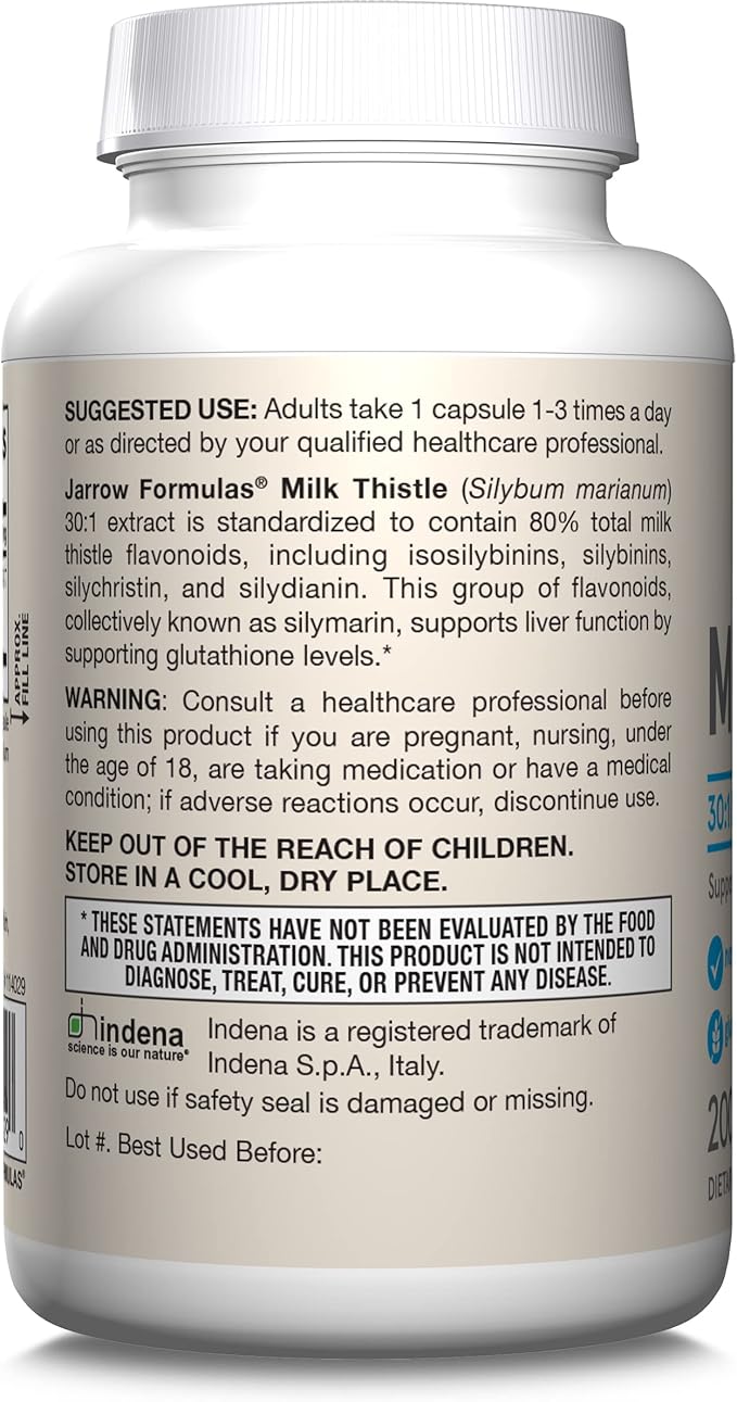 Jarrow Formulas Milk Thistle 150 mg 30:1 Standardized 200 Veggie 66-200 Day