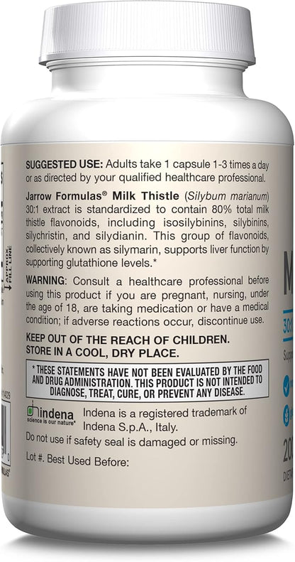 Jarrow Formulas Milk Thistle 150 mg 30:1 Standardized 200 Veggie 66-200 Day