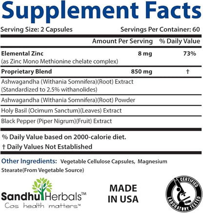Sandhu Herbals Ashwagandha Supplement|120 Organic 4 1 Capsules, 2 months supply|8000mg with