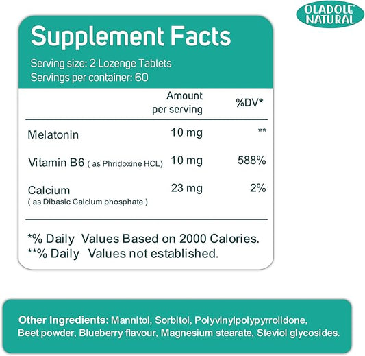 Extra Strength Melatonin 10mg 120 Fast-Dissolve B6 & 60 Days