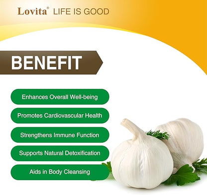 Lovita Odorless Garlic Extract 5000mg | 1.25% Allicin 60 Vegetarian (10 Months 5)