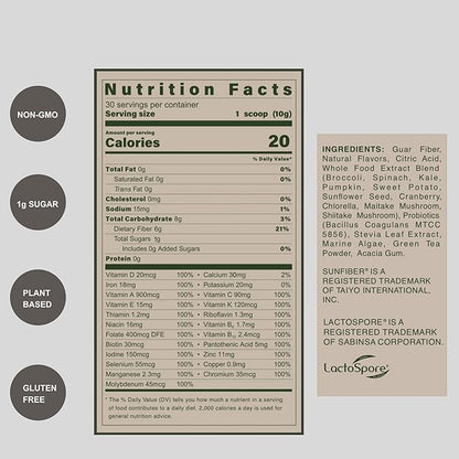 Multivitamin Drink Mix | B.Wild Plant Based Antioxidant Drink | Prebiotics and Probiotics for Digestive Health | Peach Green Tea Flavor - 300 g
