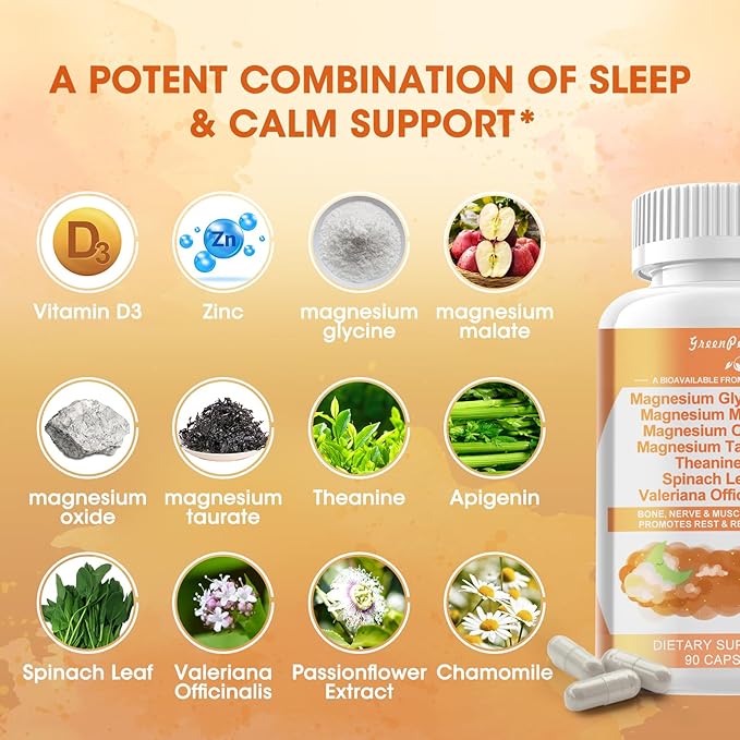 Magnesium Glycinate 500mg Capsules, with Malate, D3 & 6 Kinds 90 Capsules