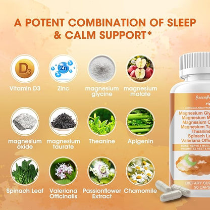 Magnesium Glycinate 500mg Capsules, with Malate, D3 & 6 Kinds 90 Capsules