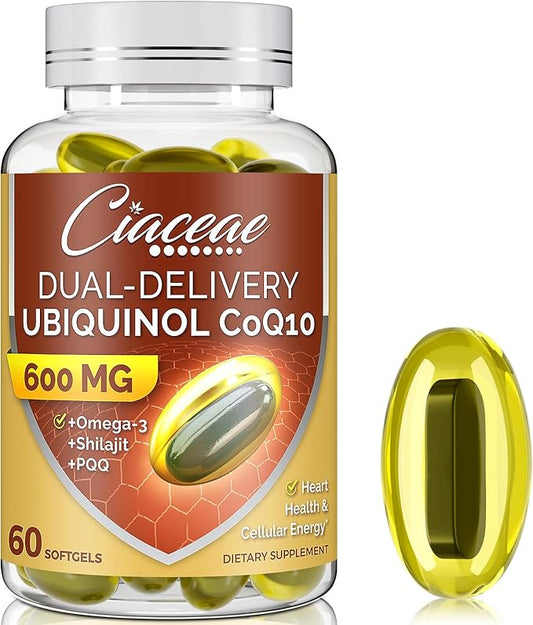 Ubiquinol CoQ10 600 MG Softgels Omega-3 & Coenzyme-Q10, Active CoQ10 Ubiquinol 60 Servings