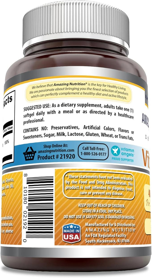 Amazing Formulas Vitamin D3 400 IU 180 Softgels