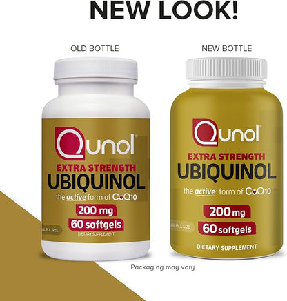 Qunol Ubiquinol CoQ10 200mg Softgels, Powerful CoQ10, 60ct 60ct Softgels