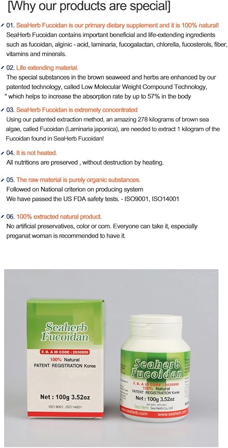 [Pill Type] 100% Natural Brown Seaweed Extract Fucoidan USFDA Passed (ID Code 2030950) (100g Bottle)