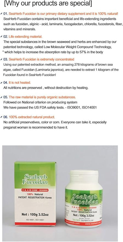 [Pill Type] 100% Natural Brown Seaweed Extract Fucoidan USFDA Passed (ID Code 2030950) (100g Bottle)