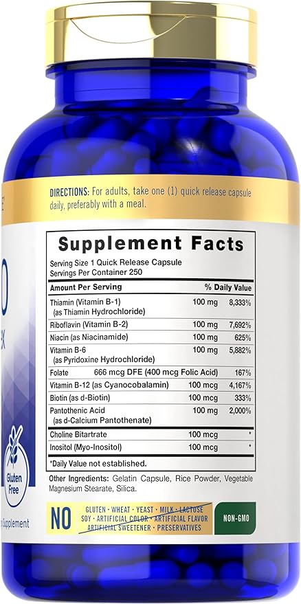 Carlyle B-100 Complex Vitamin 250 Capsules