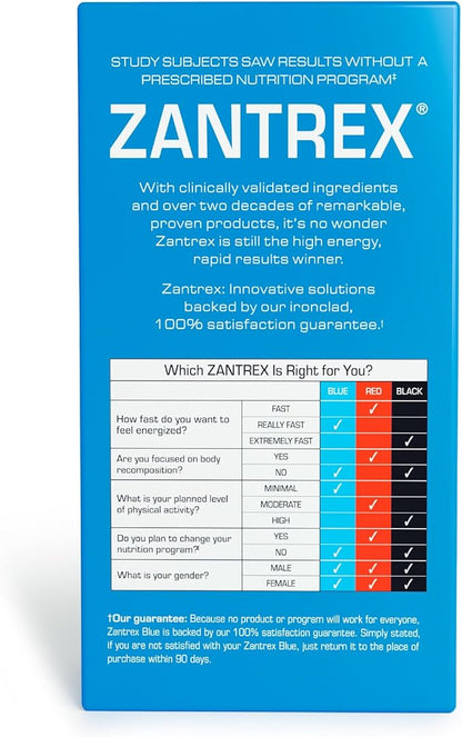 Zantrex Blue - High Energy Supplement - 300MG Natural Caffeine - Yerba Mate, Damiana, and Guarana, 60 Count