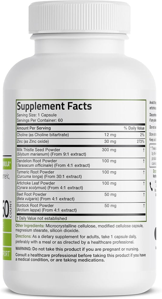 Bronson Liver Detox Advanced Detox & Cleansing Formula Supports Health Liver Function with Milk Thistle, Dandelion Root, Turmeric, Artichoke Leaf & More, Non-GMO, 60 Vegetarian Capsules