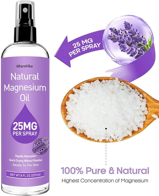 Pure Magnesium Oil Spray for Feet,Ideal Gift for Sleep & Muscle Relaxation,Better Sleep,Rapid Absorption,Quick Drying Without Residue-Lavender