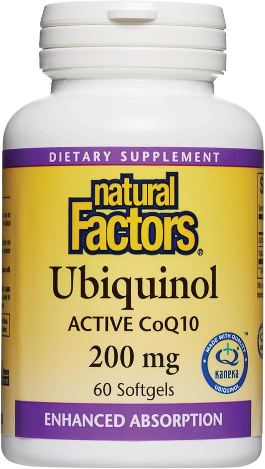 Natural Factors Ubiquinol Active CoQ10 200 Q10 Supplement 100mg, 60 60 Softgels