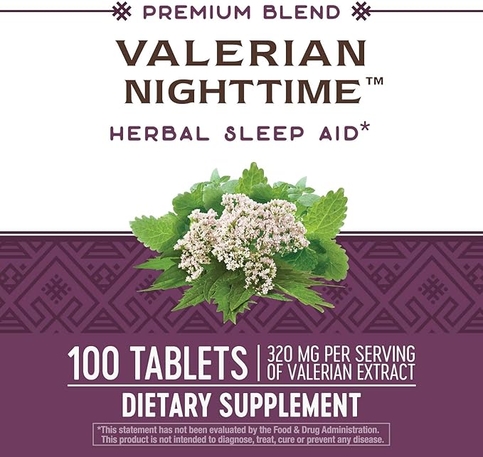 Nature's Way Valerian Nighttime, Herbal Sleep 320 mg 100 Tablets