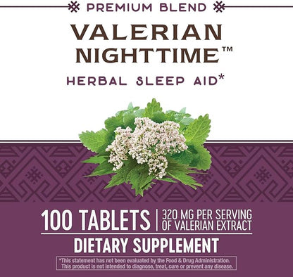 Nature's Way Valerian Nighttime, Herbal Sleep 320 mg 100 Tablets
