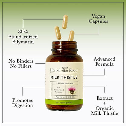 Herbal Roots Milk Thistle Capsules 80% Silymarin