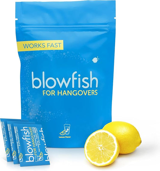 Blowfish for Hangovers - Fast Hangover Relief | FDA-Recognized Formulation - Guaranteed to Relieve Hangover Symptoms in 15 Minutes | Perfect for Weddings and Vacation Essentials | 20 Tablets