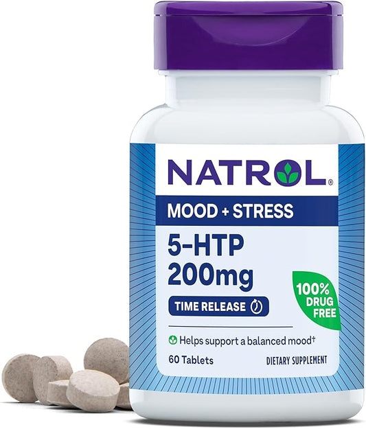 Natrol 5-HTP 200mg, Dietary Supplement Helps 60 Time 60 Day