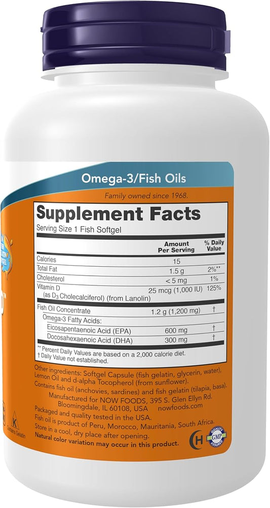 NOW Supplements, Ultra Omega 3-D™, Omega-3 D-3, Cardiovascular 90 Softgels