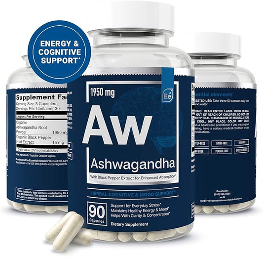 Essential Elements Ashwagandha Root 1950mg 90 Vegan