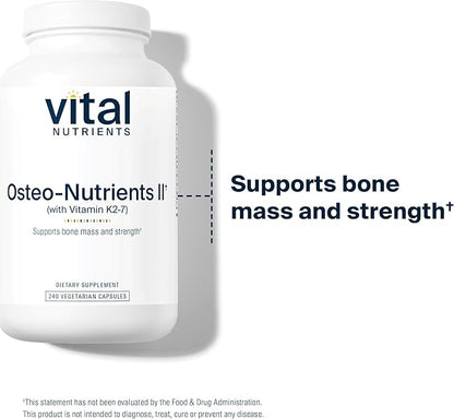 Vital Nutrients Osteo-Nutrients II K2 + D3, Calcium, 240 Capsules