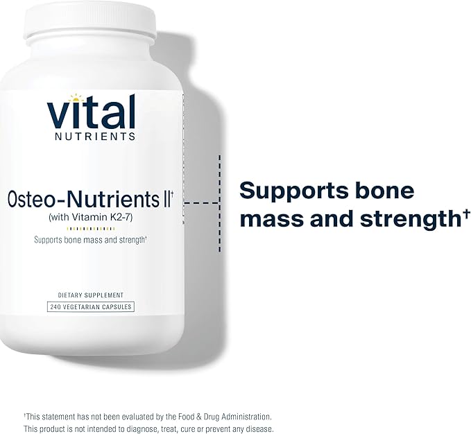 Vital Nutrients Osteo-Nutrients II K2 + D3, Calcium, 240 Capsules