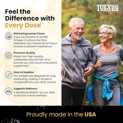 Omega 3 Fish Oil 1200 MG 720 MG 3, Lemon 60 Softgels,