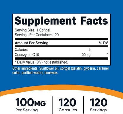 Nutricost CoQ10 Softgels (120 Servings / 100 Mg CoQ10 Per CoQ10 Supplement