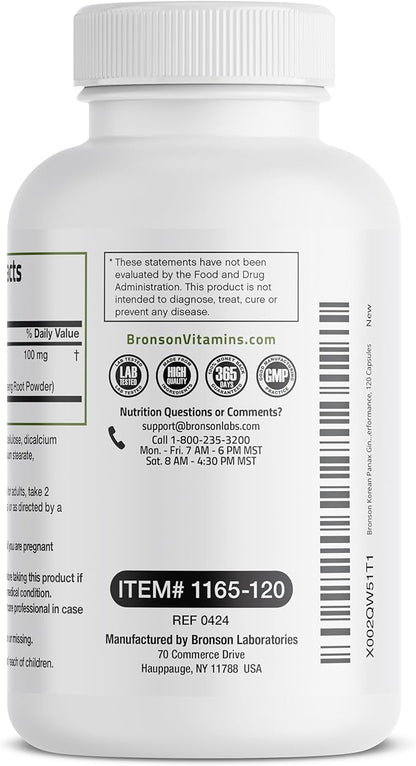 Bronson Korean Panax Ginseng Supports Energy, 120 Capsules