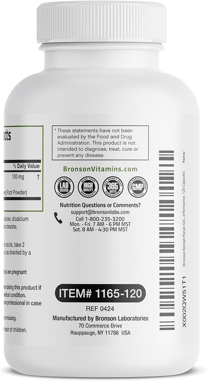 Bronson Korean Panax Ginseng Supports Energy, 120 Capsules