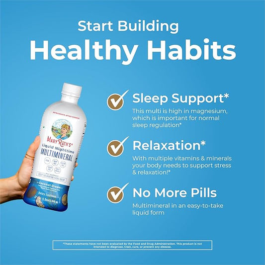 MaryRuth Organics Nighttime Liquid Multimineral Sleep 4 Flavor, 32 Servings