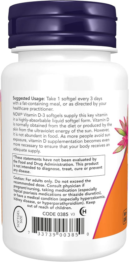 NOW Supplements, Vitamin D-3 10,000 IU 240 Softgels