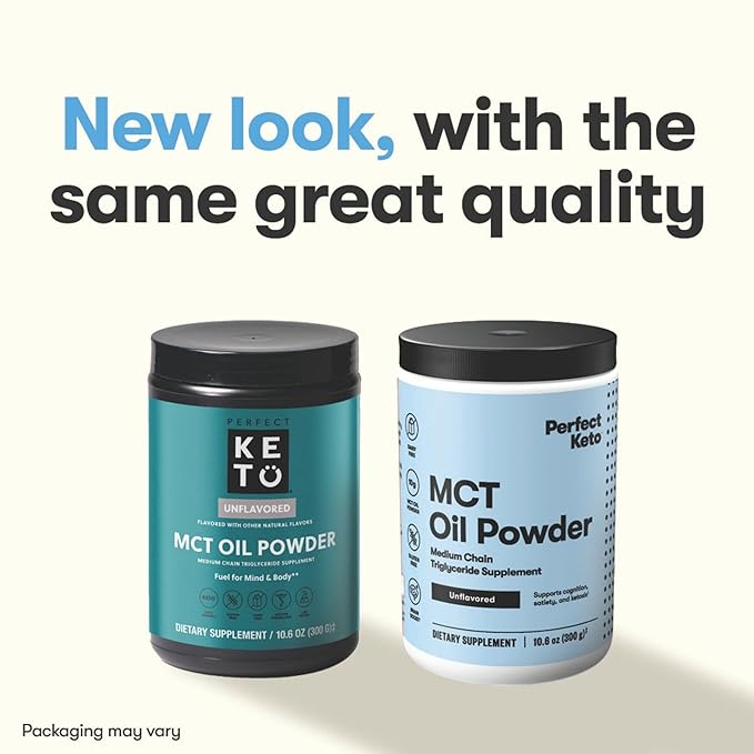 Perfect Keto 7g MCT Oil Powder, Medium Chain Triglycerides Supplement, Non Dairy Coffee Creamer for Keto Diet, Ketogenic MCT Oil Mix for Coffee, Smoothie, Protein Shakes, Tea, Unflavored, 30 Servings