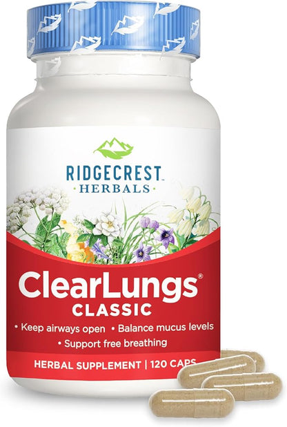 Ridgecrest Herbals ClearLungs Classic, Natural Lung (120 Caps, 60 Serv)