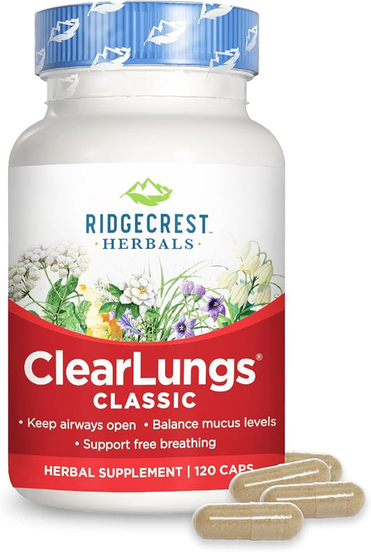 Ridgecrest Herbals ClearLungs Classic, Natural Lung (120 Caps, 60 Serv)