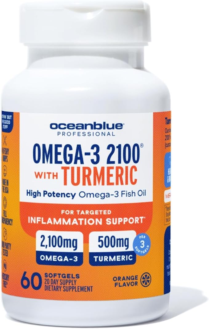 Oceanblue Omega-3 2100 Advanced Wellness Bundle – Vitamin D3 & Turmeric – High Potency Fish Oil for Heart, Joint & Immune Support – 2-Pack
