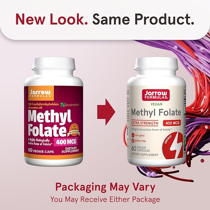 Jarrow Formulas Extra Strength Methyl Folate 400 mcg, 60 Veggie 60 Day