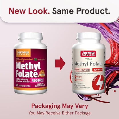 Jarrow Formulas Extra Strength Methyl Folate 400 mcg, 60 Veggie 60 Day