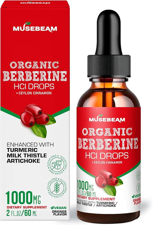 Organic Berberine HCl 1500mg Liquid Drops 2fl. oz (60ml)