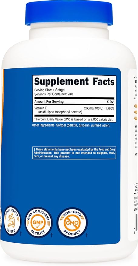 Nutricost Vitamin E 400 IU, 240 (2 Bottles)