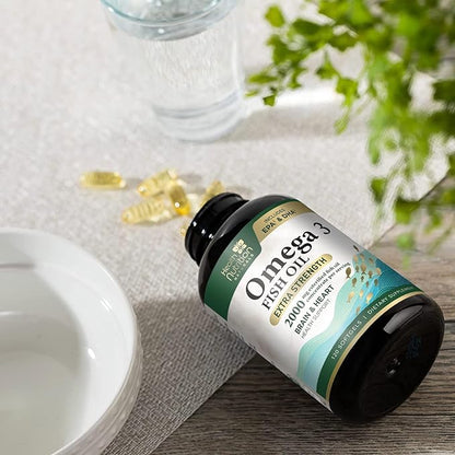 Triple Strength Omega 3 Fish Oil 2000 mg Omega-3 Supplements, 120 Count