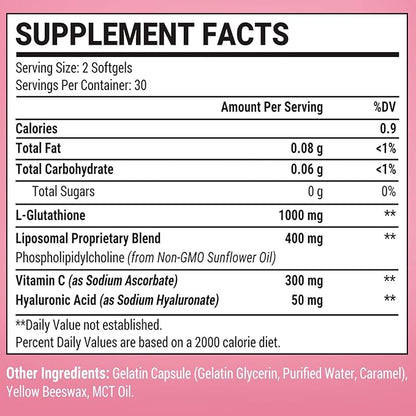 Liposomal Glutathione Softgels 1500MG, Reduced Glutathione 60 Softgels