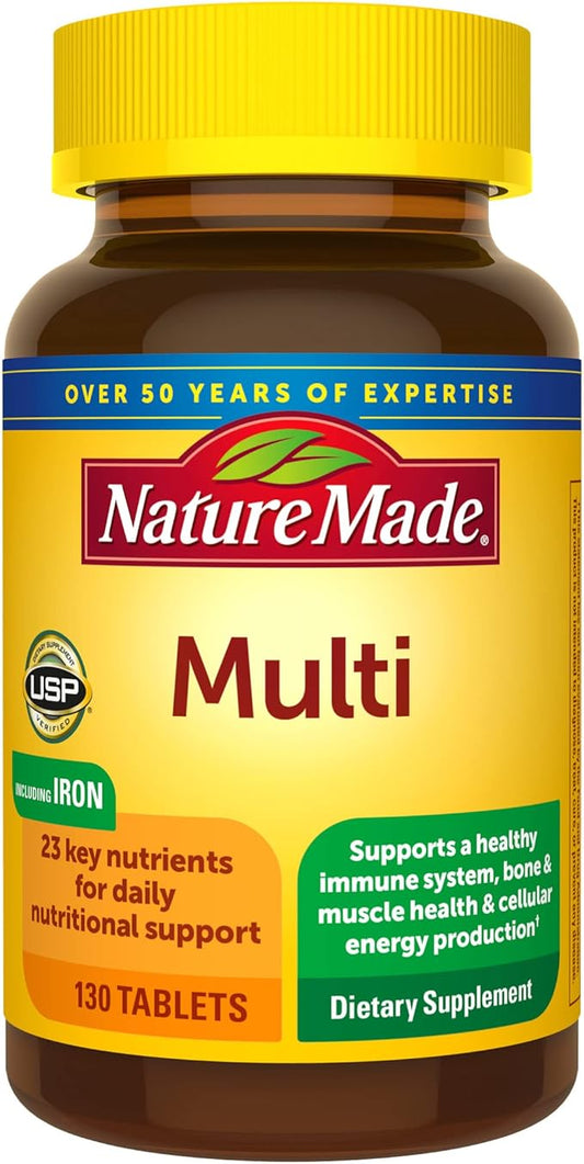 Nature Made Multivitamin Tablets with Iron, 130 Tablets, 130 Day