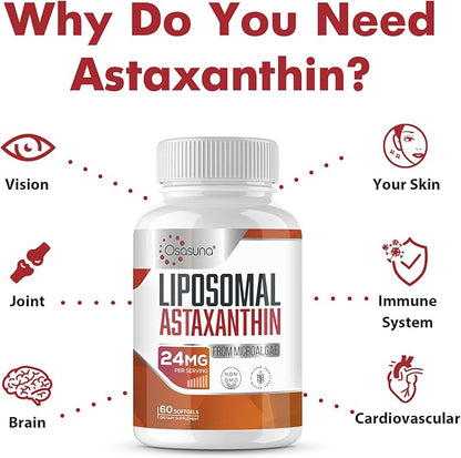 Liposomal Astaxanthin Supplement 24 MG, Maximum 600 Softgels