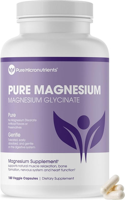 Pure Micronutrients Magnesium Glycinate Supplement (Chelated) 200mg, 180 Count