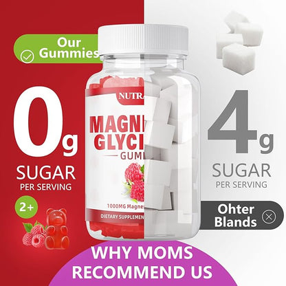 Magnesium Glycinate Gummies 1000mg with Magnesium B6, CoQ10, CoQ10, Calcium,Supports 90 Gummies