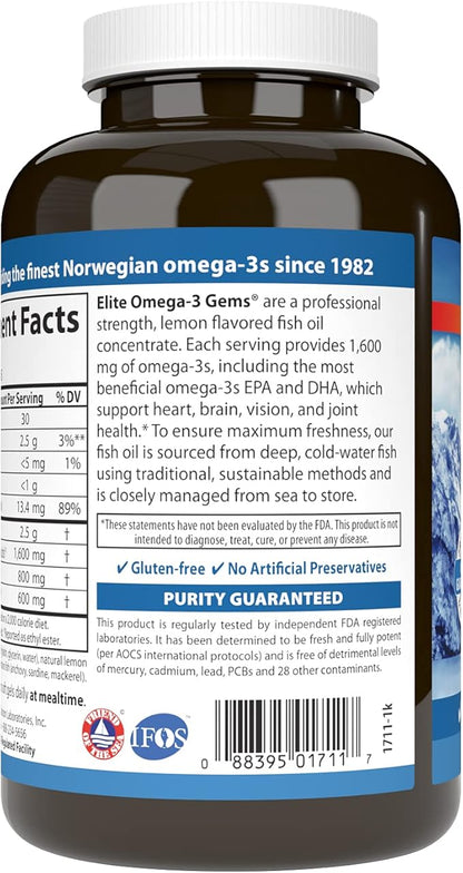 Carlson Labs Wild Caught Elite Omega-3, 1600mg, Omega 3s, Soft 90 Count