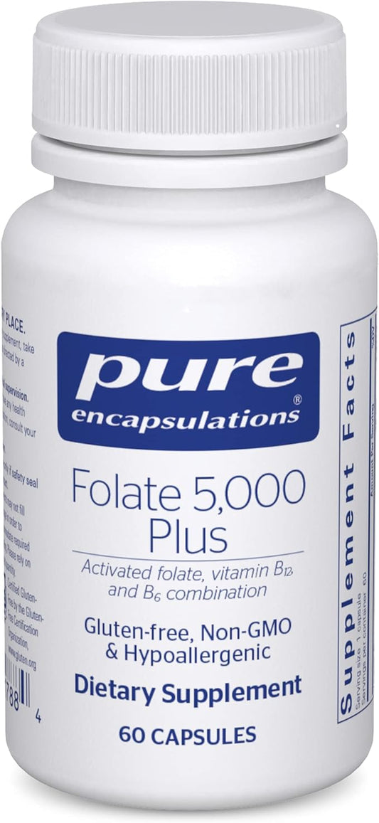 Pure Encapsulations - Folate 5,000 Plus - Activated Folate, Vitamin B12 and B6 Combination - 60 Capsules